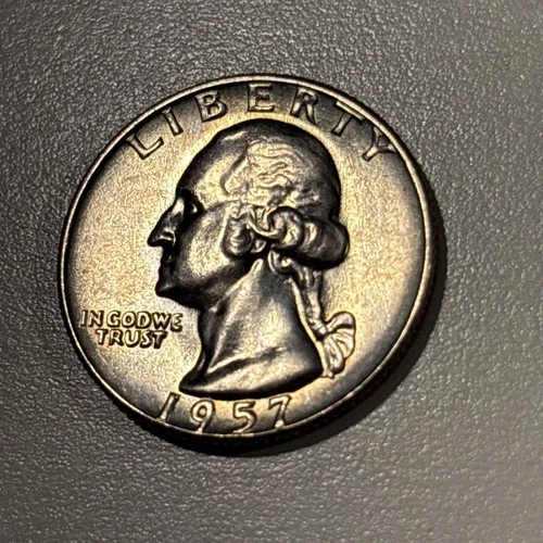 1957-D Washington Quarter GEM BU, TONED! 90% Silver 25c