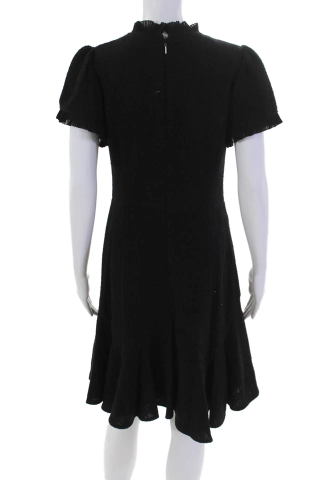 Vestido negro manga corta con cremallera Rebecca Taylor para mujer talla 6 Foto 3 de 4