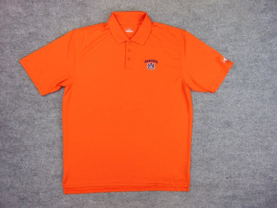 Auburn Tigers Shirt Mens Large Orange Under Armour Heat Gear - Image 2 of 4