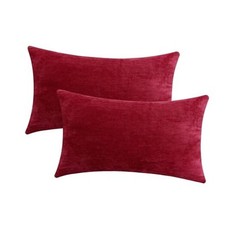 Chenille Lumbar Throw Pillow Covers Set of 2, 20" x 12" Pack of 2 Bright Red