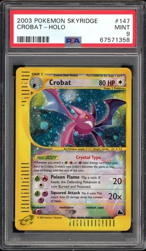 Crobat Crystal Holo 147/144 PSA 9 Skyridge Pokemon