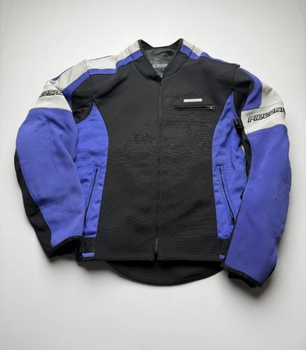 Fieldsheer Jacket Mens Large Black Blue Motorcycle Full Zip Riding Sport Lined - product listing photo