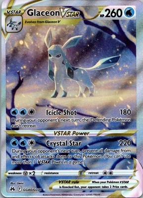 Glaceon VSTAR Ultra Rare SWSH: Crown Zenith: Galarian Gallery GG40/GG70 NM