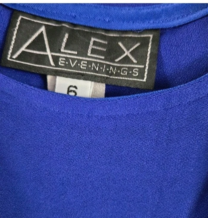 Alex Evenings Blue 3 Piece Pant Suit Set Rhinestone Trim Jacket Top Pants Sz 6  - Image 4 of 4