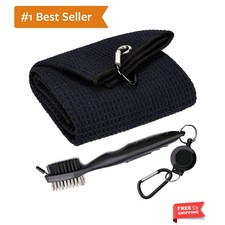Golf Towels, Microfiber Waffle Pattern Tri-fold Golf Towel - Brush Tool Kit w...