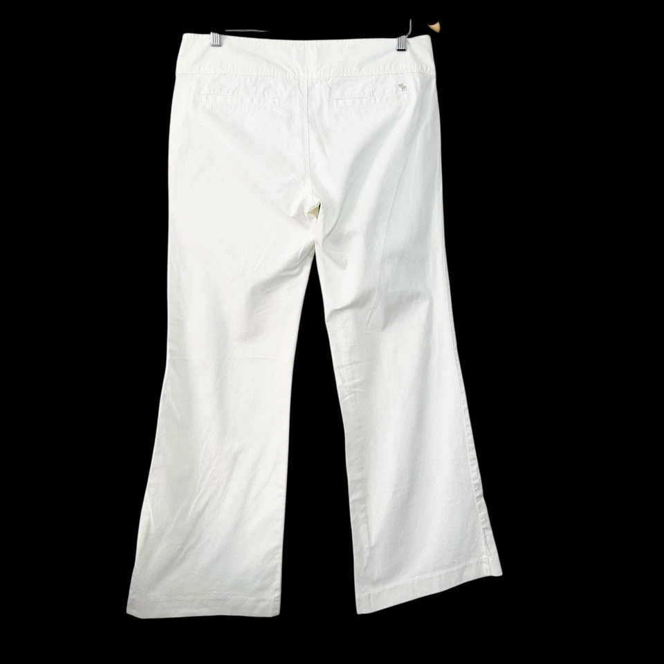 Pantalones para mujer Y2K Abercrombie & Fitch blancos talla 10 tiro bajo pantalón acampanado algodón Foto 3 de 4