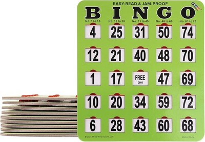 GSE 10-Pack Jumbo Reusable Shutter Slide Bingo Cards w/Large Easy-Read Numbers