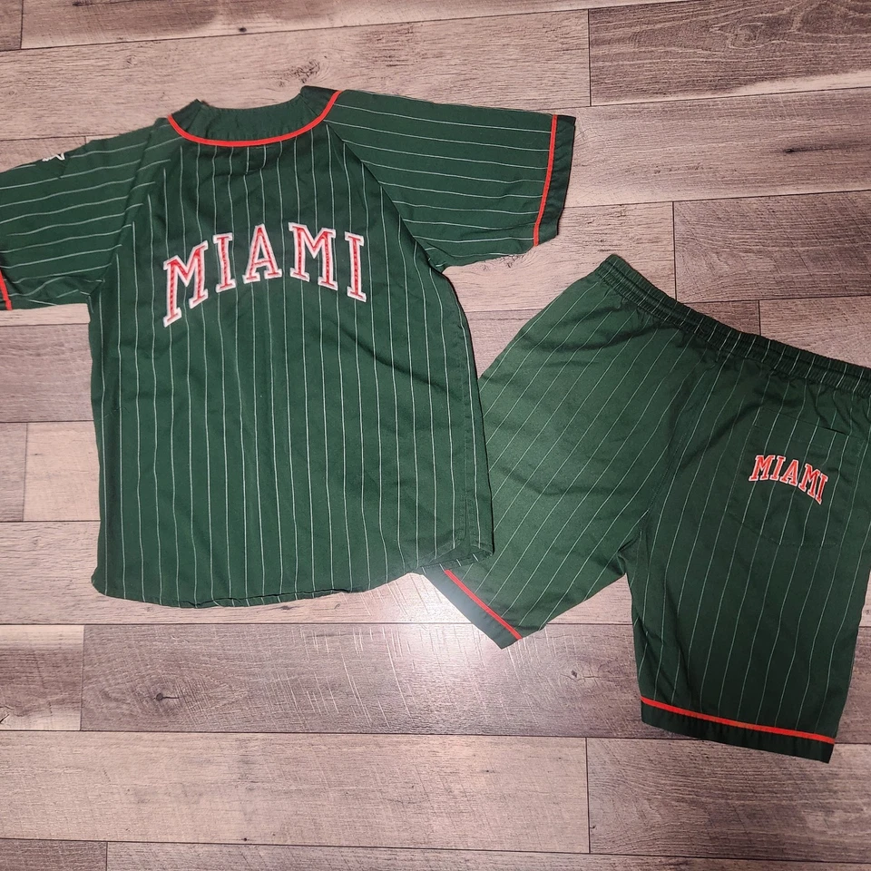 Conjunto de Pantalones Cortos Camiseta de Béisbol Vintage Años 90 Grande Starter University of Miami Hurricanes Foto 2 de 4