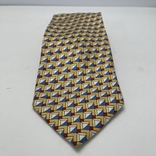 Jos A Bank Square Geometric Yellow Silk Tie 3.5  Wide