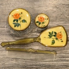 Vintage Floral Vanity Set 1950s Dresser Set M...