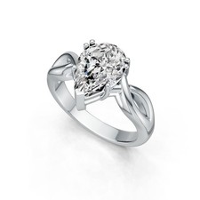 Sterling Silver Semi Mount Ring Setting Pear PE 12X8mm Twist Shank
