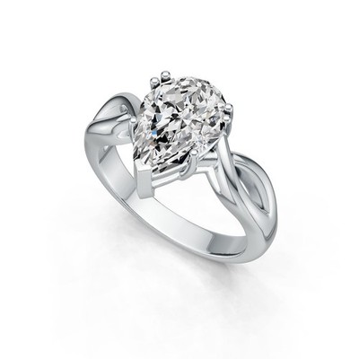 Sterling Silver Semi Mount Ring Setting Pear PE 12X8mm Twist Shank
