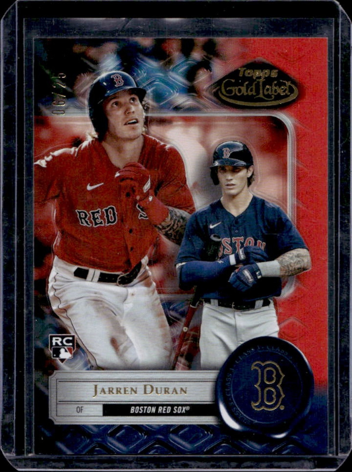 2022 Topps Gold Label Jarren Duran RC Class 3 Red Rookie #/25 Sox