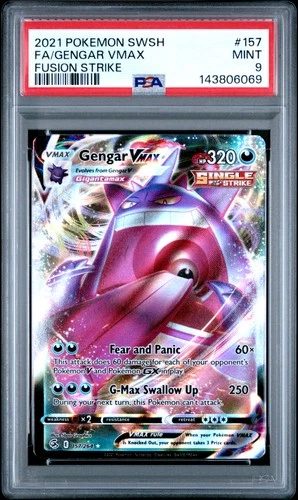 2021 POKEMON SWORD & SHIELD FUSION STRIKE #157 FULL ART/GENGAR VMAX PSA 9