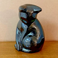 Vintage 1989 Artmark Chicago Ceramic Black Cat Figurine 7" Tall Green Eyes