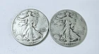LOT OF 2 WALKING LIBERTY SILVER HALF DOLLARS 90% SILVER FREE SHIPPING #8978