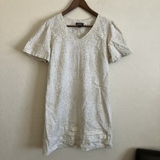 Nicole Miller Dress Medium Linen Blend Short Sleeve Pullover A Line Summer