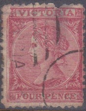 (F388-4) 1885 VIC 4d magenta QVIC stamp (D)
