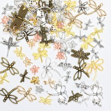 100g Fairy Dragonfly Charms for Jewelry Making, Silver, Bronze Gold Plated ...