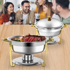 Chafing Dishes for Buffet, 6QT Stainless Steel round Chafing Dish Set for party
