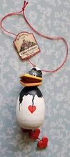 Kathe Wohlfahrt Rothenburg Crow Raven Hearts Handpainted Wood Ornament Germany 