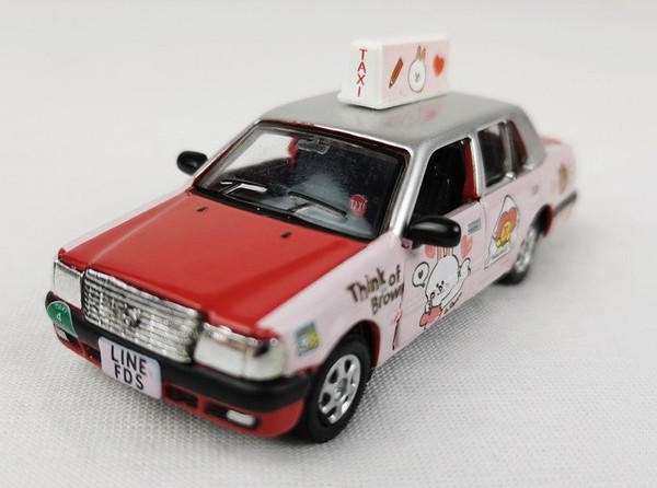 Hong Kong Tiny Line Friends Brown & Cony Taxi 1/64 Diecast Car 002630-image