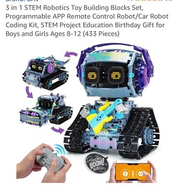 433 Pc  Robot Building Toy for Kids 3 in 1 APP/Remote Control STEM Educational
