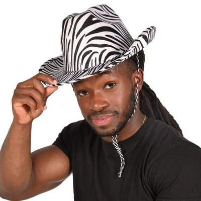 Zebra Print Cowboy Hat Adult Size Fits Most Jungle Safari  display picture 2