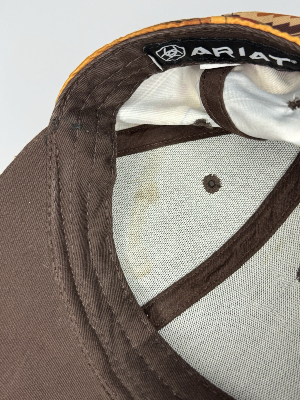 Ariat Western Brown Aztec Pattern Adjustable Hat … - image 8