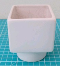 Small White Ceramic Plant Pot Square And Round Base Home Decor