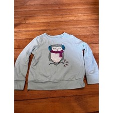 Jumping Beans Girls Light Blue Softest Fleece Owl Sequin Sweatshirt Size 5