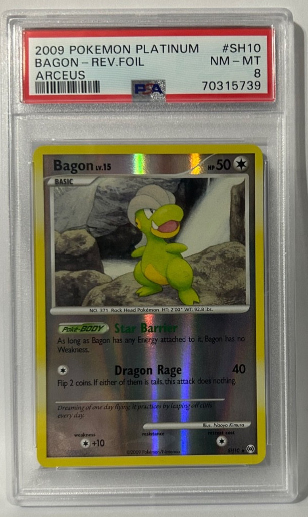 2009 POKEMON PLATINUM ARCEUS SH10 BAGON REVERSE FOIL PSA 8 *** POP 108 ***