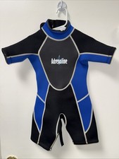 NEW Adrenaline Kids / Youth Wetsuit Black/Blue Shorty Sz 3-4 Surf / Snorkel