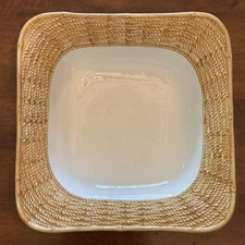 Vietri Bambu SQV11 Square Serving Bowl 11” Discontinued Italy Textured Rim