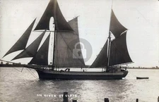 St Clair MI Michigan Sailing Ship on River St Clair 1908 RPPC Postcard COPY