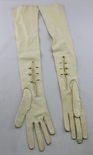Vintage Womens Gloves Long Pair 22" Long Tiny Hands gloves Cream Color