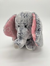 Aurora Gray Elephant Plush Lovey Pink Heart Ears 12 Soft Stuffed Animal