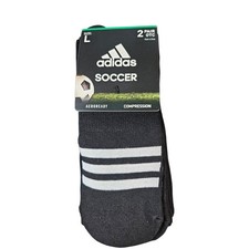 Adidas Soccer Socks Unisex Large Black New 2 Pair Pack OTC Aeroready Compression