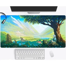 40*90cm 1 super smooth  stitched non-slip rubber sole mouse pad - anime green mo