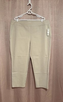 NWT Talbots Women s Size 20W Tan Rayon Blend Pull On Cropped Pant