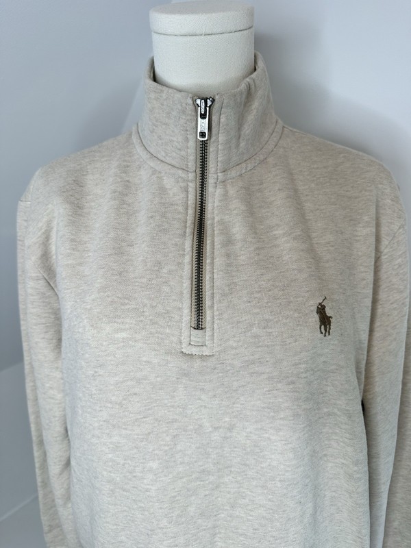 Polo Ralph Lauren Men’s RL Fleece Quarter Zip Sweatshirt Oatmeal Heather 