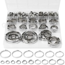 117PCS 16 Sizes Single Ear Hose Clamp, 304 Stainless Steel Ear Clamp Kit 5.3-..