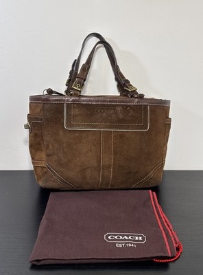 Coach Vintage Hampton Gallery Brown Suede Purse Shoulder Bag Tote Style No. 8B03