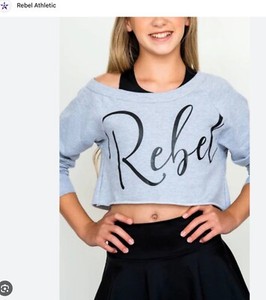 EUC grey Rebel Athletic Cheer crop off the shoulder sweatshirt top small AS