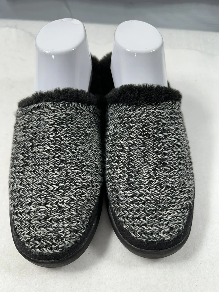 Chinelos femininos Toms Sage de malha aconchegante tamanho 7 M preto branco - Imagem 2 de 4