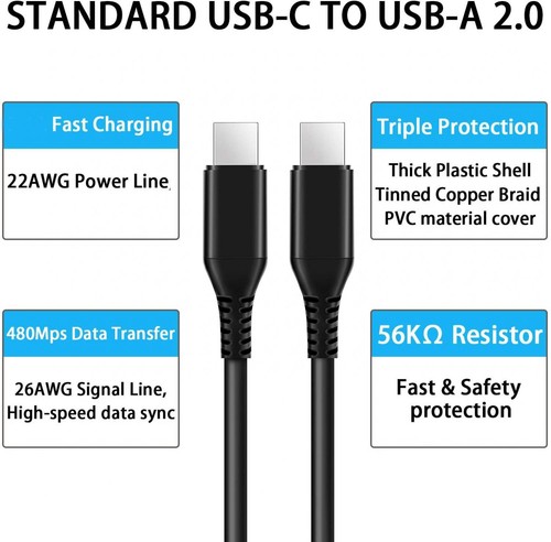 10FT LONG USB-C CABLE PD FAST CHARGER CORD POWER WIRE TO for PHONES & TABLETS - Picture 5 of 6