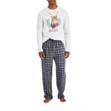 FAMILY PAJAMAS Men's Papa Deer Mix It Family Pajama Set Grey Plaid S