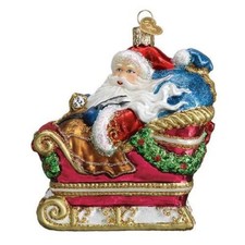 Old World Christmas SANTA IN SLEIGH 40306 Glass Ornament w/ OWC Box