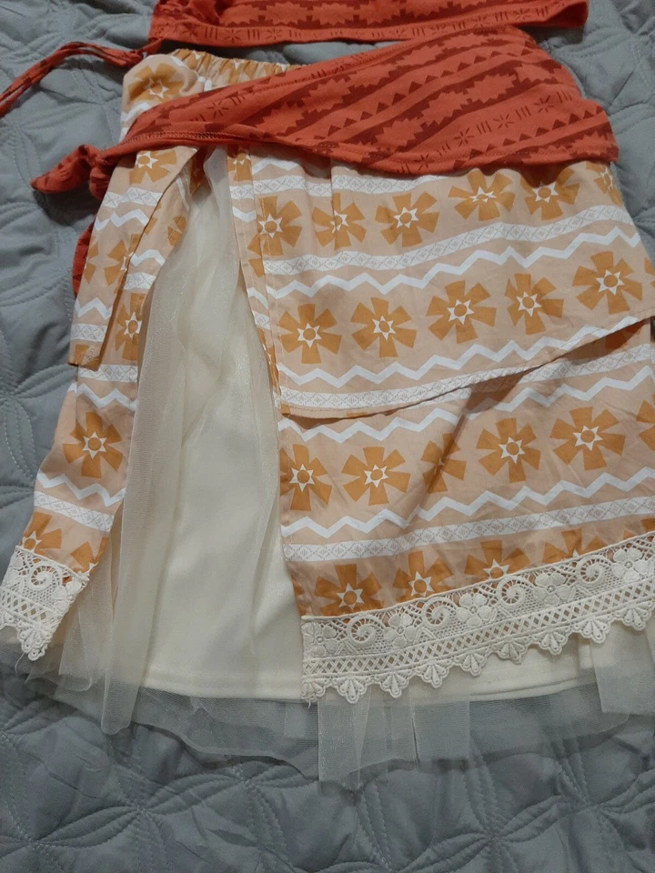 Niñas Vestido Moana Princesa Disfraz Dos Piezas Halloween Juegos con disfraces Vestido Tela Mat Foto 2 de 4
