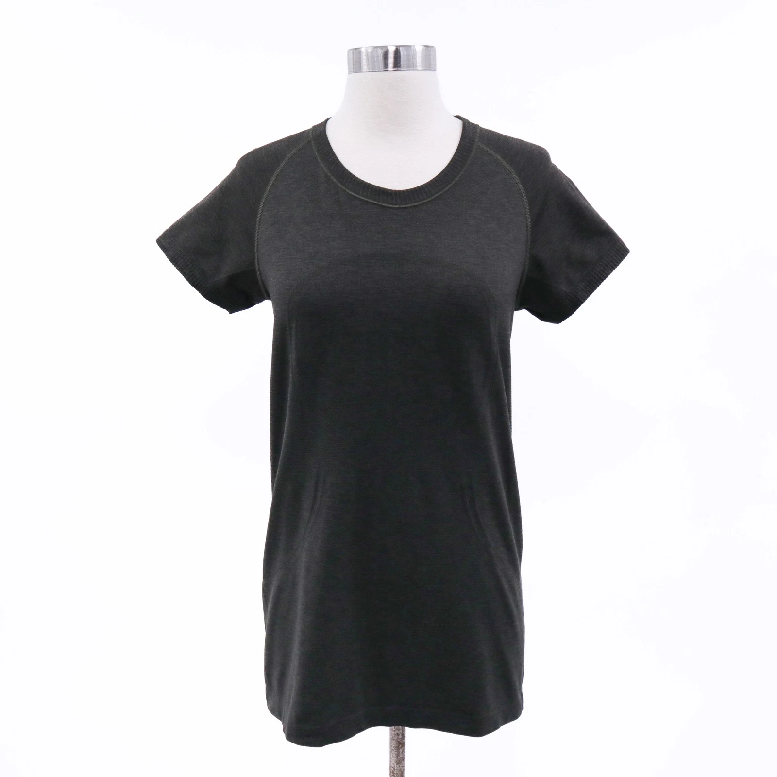 Lululemon Swiftly Tech Tee T-Shirt Womens 10 Dark Olive Black Short Sleeve Crew
